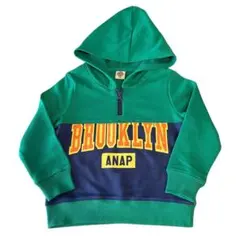 ANAP♡美品 フードトレーナー グリーン×ネイビー 切り替え 薄手 スウェット