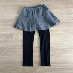 ニットプランナーKP リボン付きスカッツ　レギンス　グレー✕黒　120 130