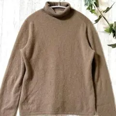 高級カシミヤ100％ タートルネックニット M ブラウン 上質セーター 美品