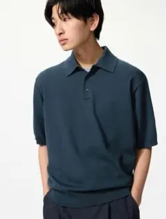 UNIQLO ユニクロ　ウォッシャブルニットポロセーター　ブルー　Mサイズ