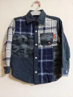 DOUBLE.B 長袖ネルシャツ 100cm ネイビー系