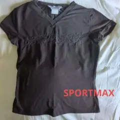 【中古品】SPORTMAX ブラウン Vネック Tシャツ　Мサイズ