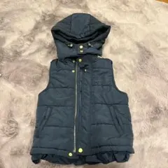 ネイビー フード付き中綿ベスト プティマイン