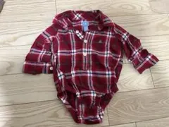 babyGap 赤 チェック 長袖ロンパース 70サイズ　ギャップ