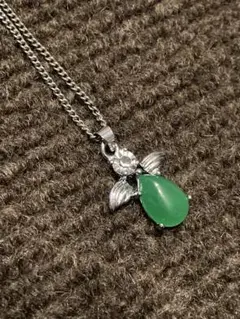 シルバー色チェーン天使の羽 ネックレス天然石