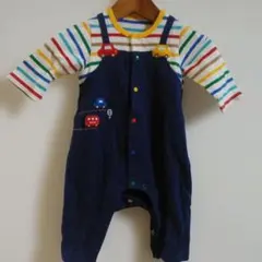 ミキハウスストライプ柄 車刺繍ロンパース