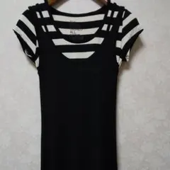 SLY　ロングワンピース　 黒　ボーダーTシャツ 　2点セット