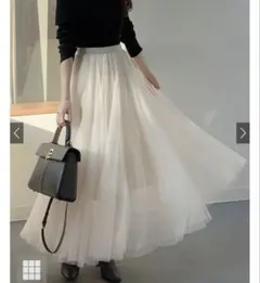 ボリュームロングチュールスカート アイボリー at118