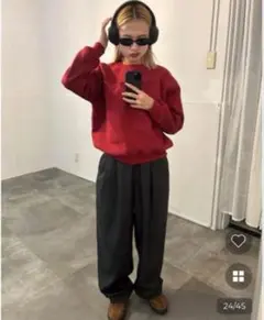 nugu hoop 裏起毛オーバーサイズスウェット ダークレッド