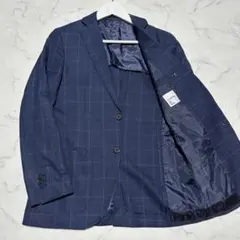 美品　ザスーツカンパニー　テーラードジャケット　ネイビー　紺　チェック　Y4相当