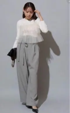 [お直し済]Mystrada アシメリボンパンツ グレー