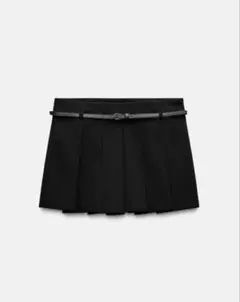 ZARA ボックスプリーツスコートXS ベルト付き　ブラックのサムネイル
