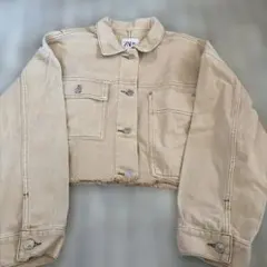 ZARA クロップド丈 デニムジャケット ベージュ
