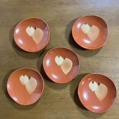 オレンジ色 枇杷の絵柄 小皿 5枚セット