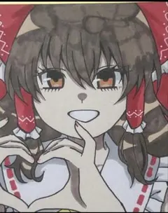 手描きイラスト】東方Project / 博麗霊夢【豆色紙】 - メルカリ