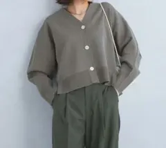 新品 ミラノリブ ラメ Vネック ニット カーディガン