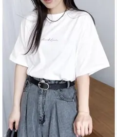 ロゴ刺繍 半袖Tシャツ ホワイト