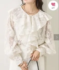 mystic ラッフルカラーブラウス