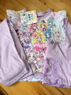 プリキュアオールスターズ 光るパジャマ 長袖 上下セット パープル　110cm