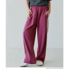 coca カットジョーゼットサイドラインパンツ ピンク Long ダークピンク