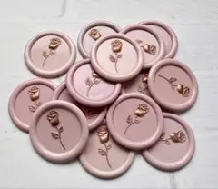 シーリングスタンプ／シール／薔薇／ローズ／くすみピンク／15枚セット
