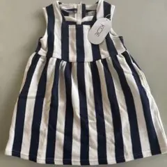 新品♡タグ付き KOE ワイドストライプワンピース ネイビー 100のサムネイル