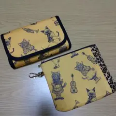 ミュージックキャット やりくり長財布 ハンドメイド ミニ財布 ポーチ