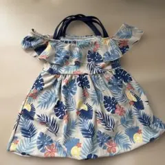 BREEZE ボタニカル柄オフショルワンピース水着110