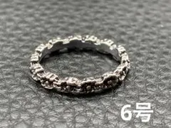 ヴィンテージフラワーモチーフ シルバーカラー リング 6号レトロ アンティーク調