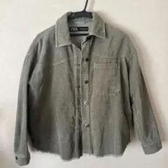 【美品】ZARA コーデュロイジャケット　XSサイズ　カーキ　ミリタリー