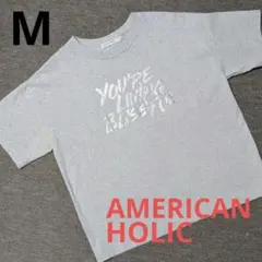 アメリカンホリック 箔プリントTシャツ 杢ホワイト Mサイズ