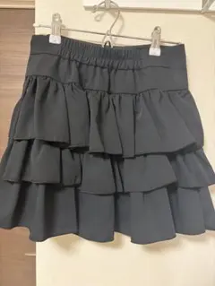 ブラック フリル ミニスカート フレア