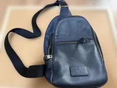 【ジャンク】COACH ボディバッグ ネイビー レザー