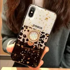 アイフォンケース　iPhoneケース　スマホリング付き　ヒョウ柄　アニマル柄