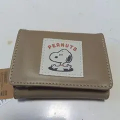 PEANUTS スヌーピー ミニ三つ折り財布 ベージュ