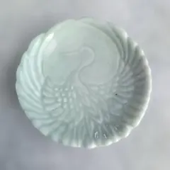 アンティーク　瀬戸　青磁　豆皿　小皿　鶴　大正　明治　古伊万里　骨董　金継ぎ