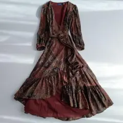 美品 ポロラルフローレン ペイズリー柄 ラップワンピース 2 カシュクール