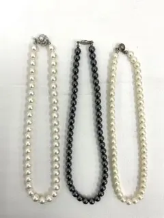 50.80【ネックレス　3本セット】シルバー　パール　ヴィンテージ　アンティーク