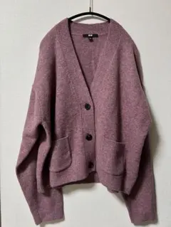 UNIQLO スフレヤーンVネックカーディガン Lサイズ パープル
