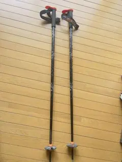 美品　LINE スキー ストック 黒/オレンジ 100cm