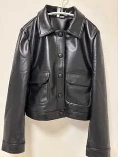 H&M ボタンレザージャケット コーティングジャケット