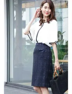 バイカラーパイピングブラウス