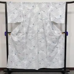 洗える着物　小紋　夏用　絽　楓　萩　菊花　着物　072t