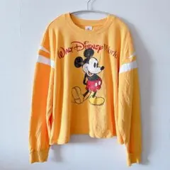 ディズニー ミッキーマウス プリント トレーナー 長袖 ビッグサイズ 黄 綿
