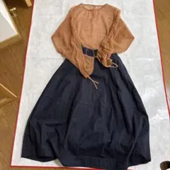 未使用級美品JEANASIS シアー素材 長袖トップス ブラウンのサムネイル