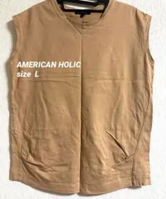 AMERICAN HOLIC ノースリーブTシャツ camel Lサイズ