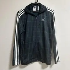 adidas チェック柄 ジップアップジャケット メンズXS