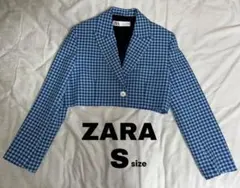 【ZARA】 クロップドジャケット ショート丈 チェック柄 S