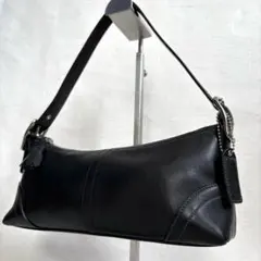 【美品】COACH コーチ ワンショルダーバッグ アクセサリーポーチ レザー 黒