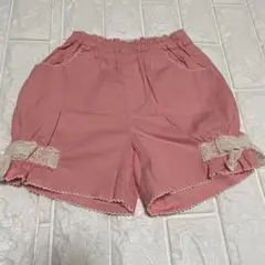 【スーリー】ピンク レースリボン装飾 ハーフパンツ110㎝